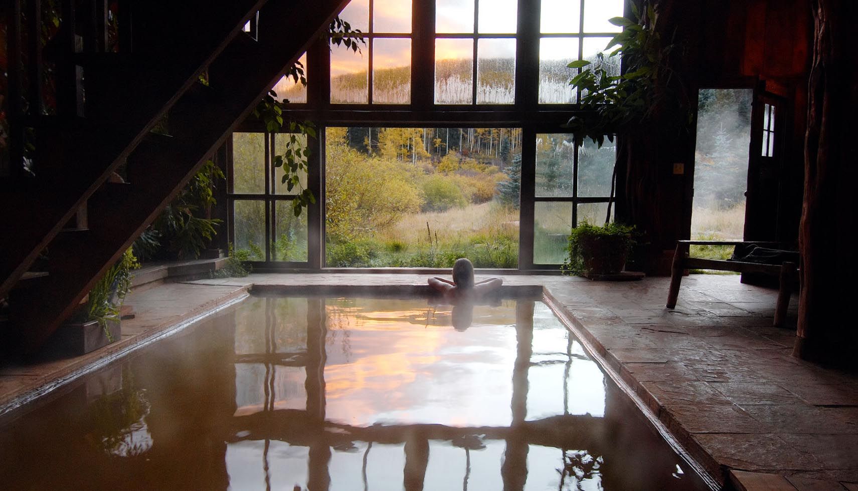 woman soaking at Dunton hot springs